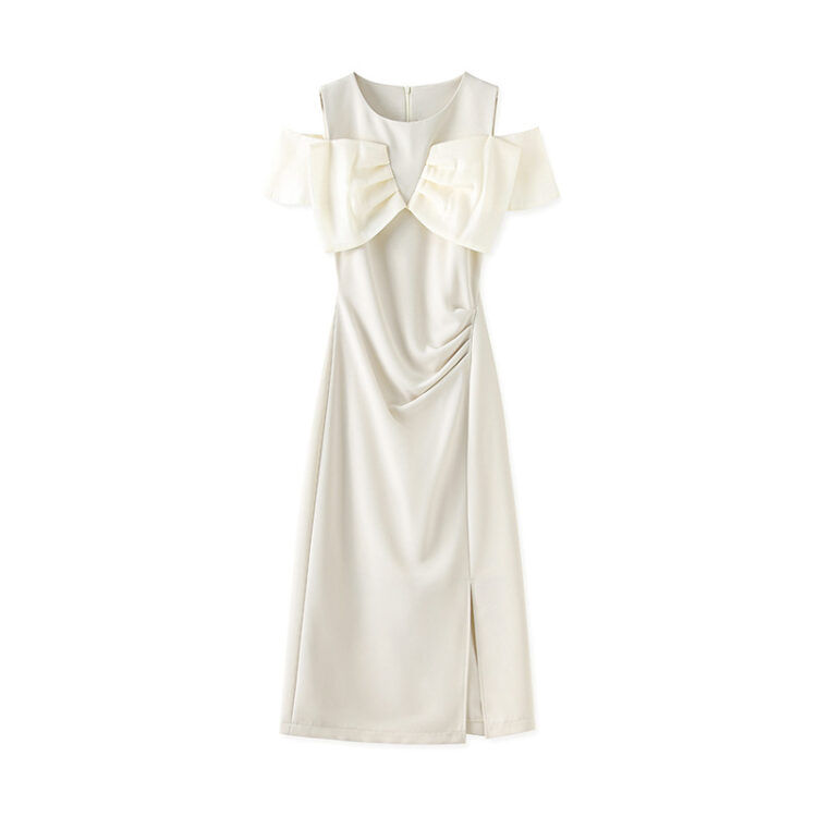 Solid color round neck sleeveless dress