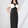 Solid color round neck sleeveless dress