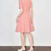 Solid color round neck studded dress