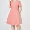 Solid color round neck studded dress