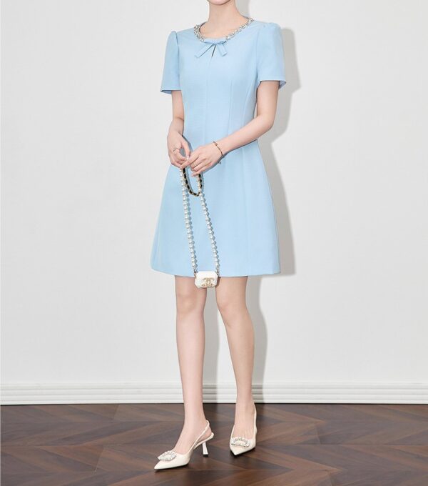 Solid color short sleeve dress 2