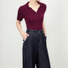 Solid color short sleeved sweater 4