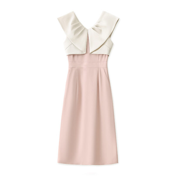 Spliced ruffled pink dress