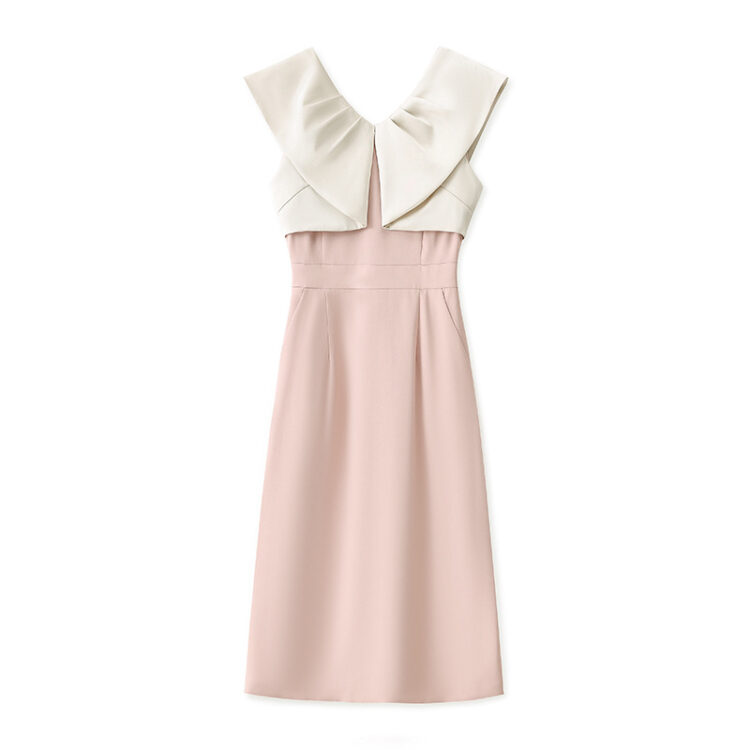 Spliced ruffled pink dress