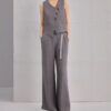 Spring Khaki Linen Vest Casual Pants Two Piece Set 6