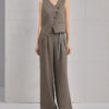 Spring Khaki Linen Vest Casual Pants Two Piece Set 7