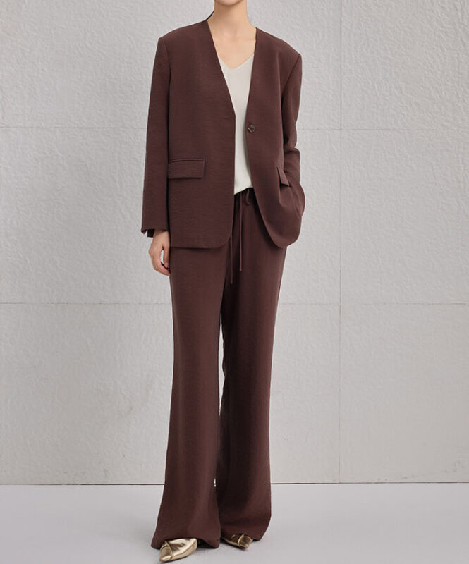Spring Silk Intellectual Suit Pants Casual Loose Two piece Suit 15