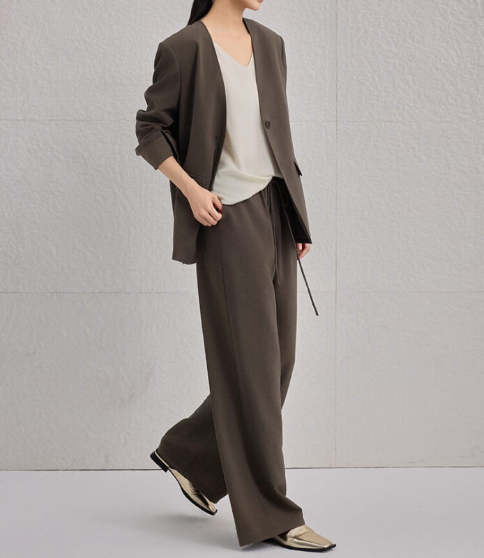 Spring Silk Intellectual Suit Pants Casual Loose Two piece Suit 3