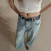 Spring Summer Casual Stretchy Wide-leg Light-colored Simple Jeans
