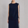 Spring Summer Pleated Commuting Silk Elastic Brocade Vest Skirt Two piece Set 2