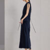 Spring Summer Pleated Commuting Silk Elastic Brocade Vest Skirt Two piece Set 5