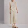 Spring Summer Pleated Commuting Silk Elastic Brocade Vest Skirt Two piece Set 9