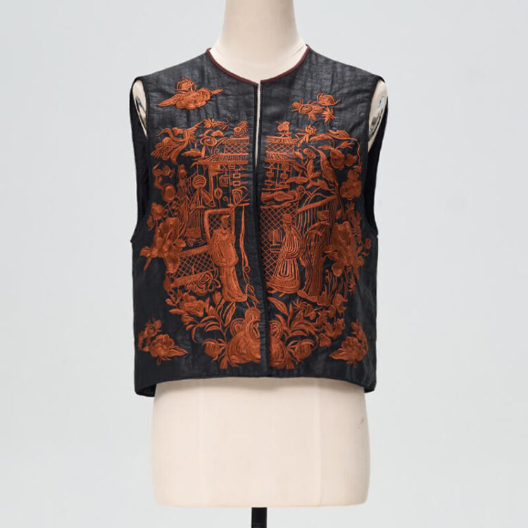 Spring Summer Heavy Satin Mulberry Silk Heavy Embroidery Vest