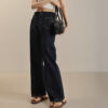 Spring Summer Thin Style Dark Denim Blue Slightly Flared Jeans