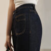Spring Summer Thin Style Dark Denim Blue Slightly Flared Jeans