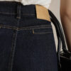 Spring Summer Thin Style Dark Denim Blue Slightly Flared Jeans