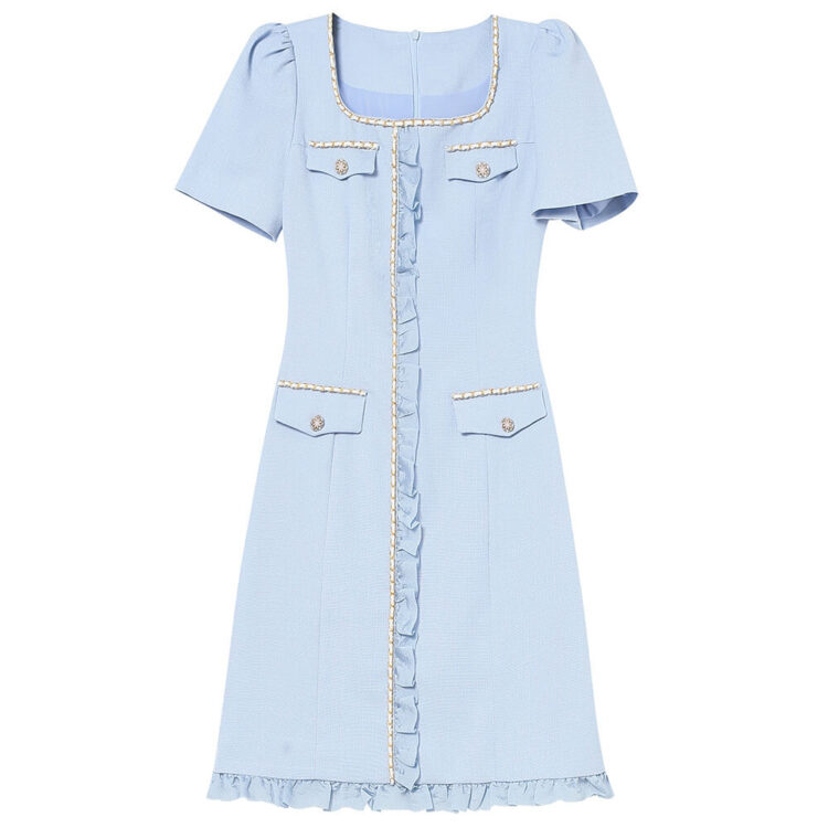 Square Neck Ruffled Mini Dress