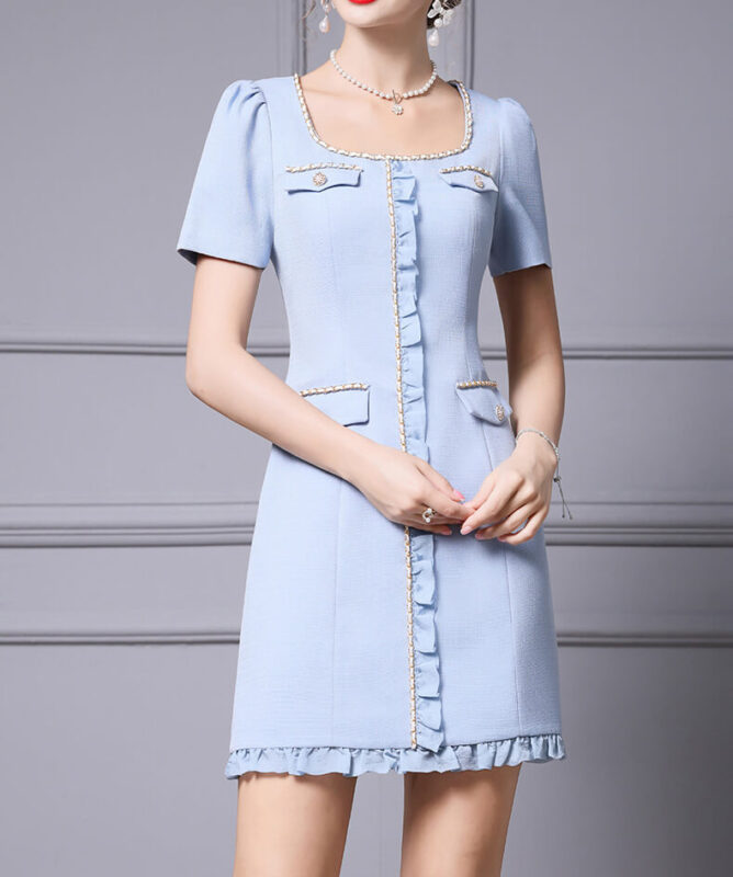 Square Neck Ruffled Mini Dress 4