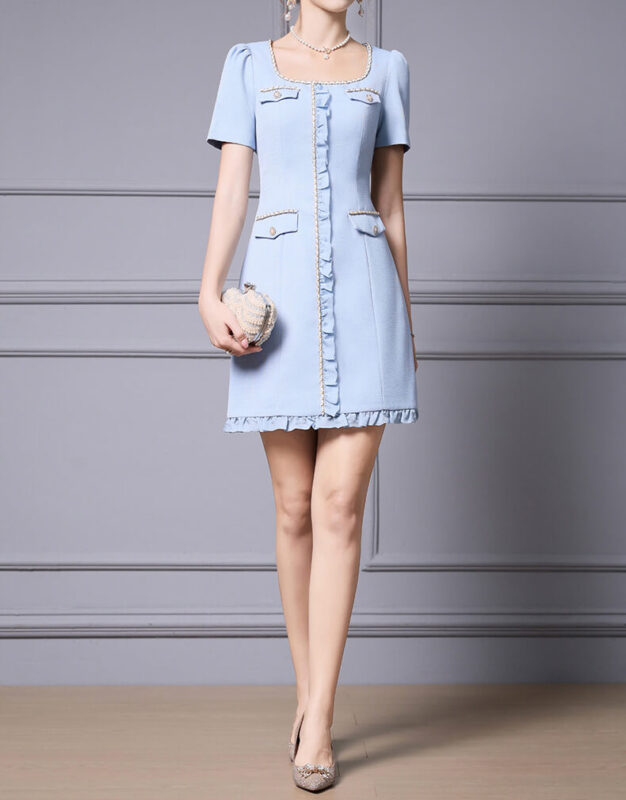 Square Neck Ruffled Mini Dress 5