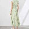Light green stand collar sleeveless top and skirt two-piece set