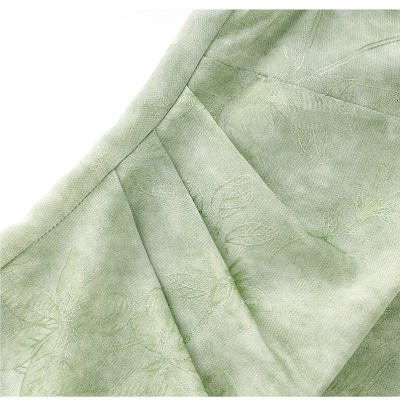 Light green stand collar sleeveless top and skirt two-piece set