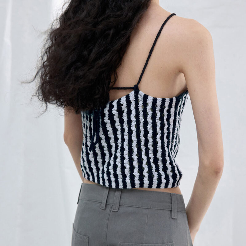 Striped Hand Crocheted Strappy Tank Top 11