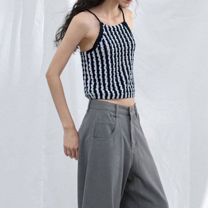 Striped Hand Crocheted Strappy Tank Top 3