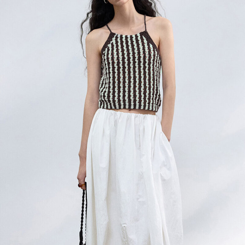 Striped Hand Crocheted Strappy Tank Top 5
