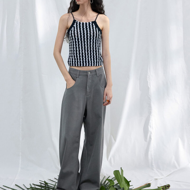 Striped Hand Crocheted Strappy Tank Top 9