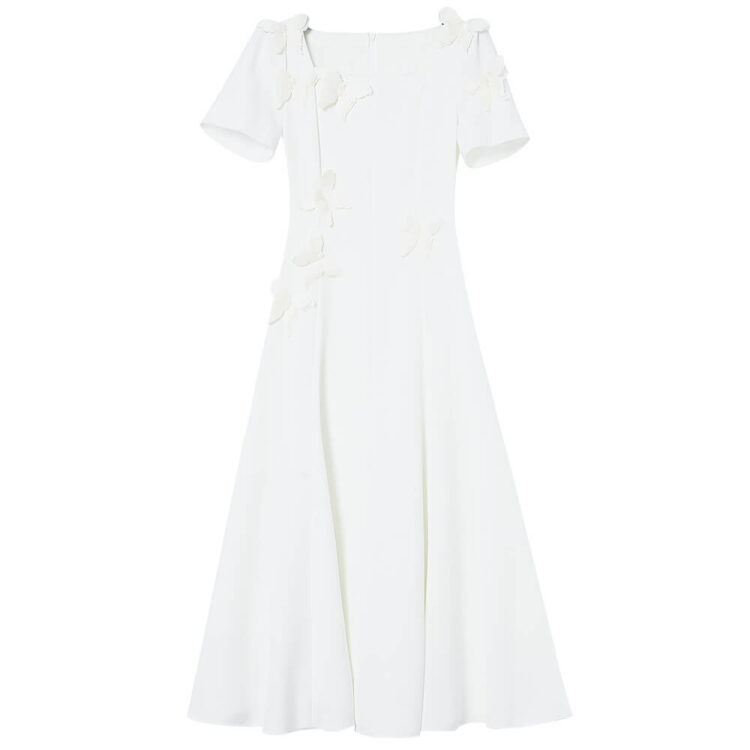 Summer 3D Butterfly Decorated Square Neck Dress