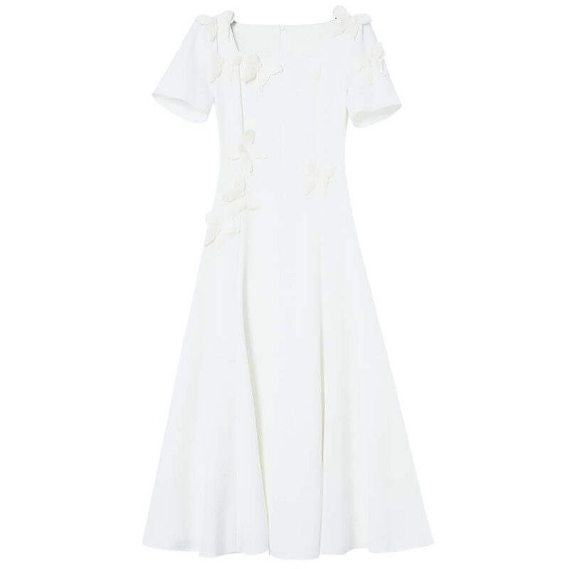 Summer 3D Butterfly Decorated Square Neck Dress 1