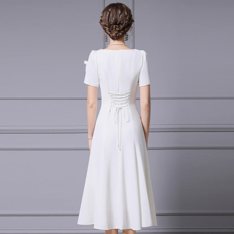 Summer 3D Butterfly Decorated Square Neck Dress 3