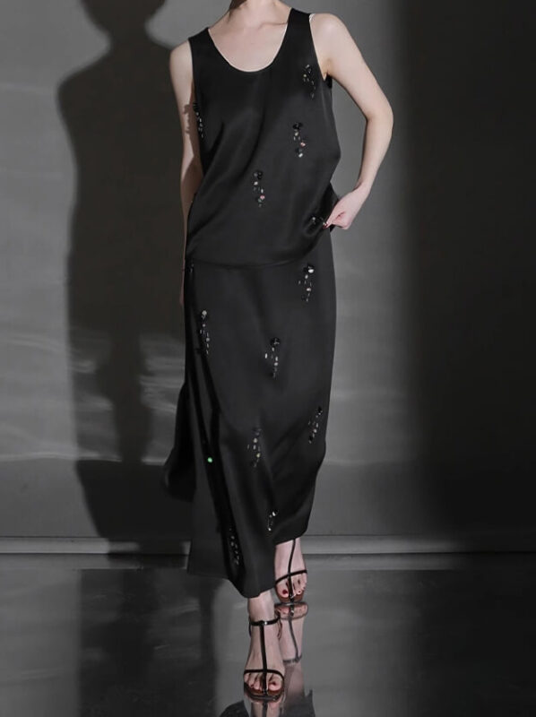 Summer Acetate Handmade Three-dimensional Petal Top Skirt Suit