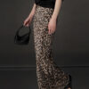 Summer Acetate Satin Leopard Print High Waist Skirt