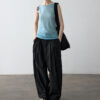 Summer Acetate Tencel Asymmetric Waist Side Smocked Vest