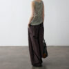 Summer Acetate Tencel Asymmetric Waist Side Smocked Vest