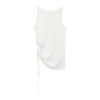 Summer Acetate Tencel Asymmetric Waist Side Smocked Vest