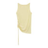 Summer Acetate Tencel Asymmetric Waist Side Smocked Vest