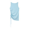 Summer Acetate Tencel Asymmetric Waist Side Smocked Vest
