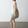 Summer Acetate Tencel Asymmetric Waist Side Smocked Vest