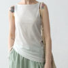 Summer Acetate Tencel Asymmetric Waist Side Smocked Vest
