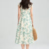Summer Anti wrinkle Ink Print Square Neck Dress 3