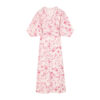 Summer Bat Sleeve Floral Print V Neck Wrap Tea Dress 1