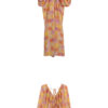Summer Bat Sleeve Mulberry Silk Floral V-Neck Dress