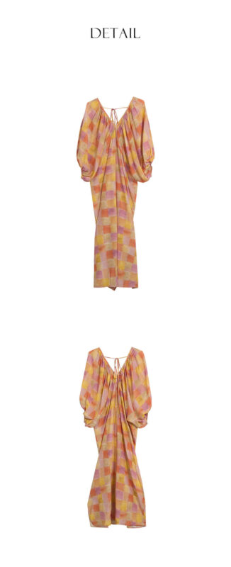 Summer Bat Sleeve Mulberry Silk Floral V-Neck Dress