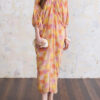 Summer Bat Sleeve Mulberry Silk Floral V-Neck Dress