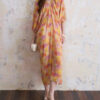 Summer Bat Sleeve Mulberry Silk Floral V-Neck Dress