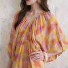 Summer Bat Sleeve Mulberry Silk Floral V-Neck Dress