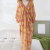 Summer Bat Sleeve Mulberry Silk Floral V-Neck Dress