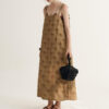 Summer Resort Style Beaded Textured Drape Suspender Dress